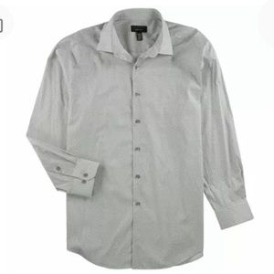 NEW Alfani Mens Tech Shaded Cube Button Down Dress Shirt, Size XL, Neck 17-17.5